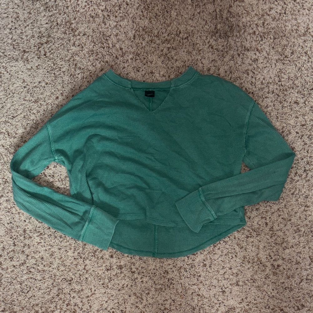 Wild Fable Teal Waffle Knit Top